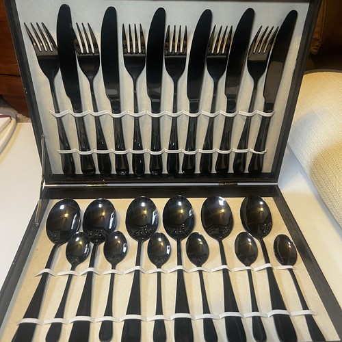 24pcs cutlery set black - 24pcs,