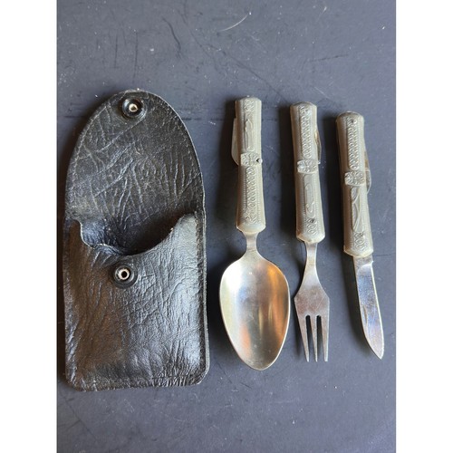 Vintage folding camp cutlery - camp,